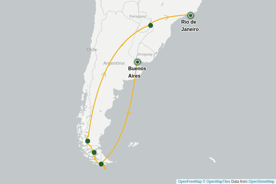 Itinerary Map image for Patagonien: Kreuzfahrt am Ende der Welt