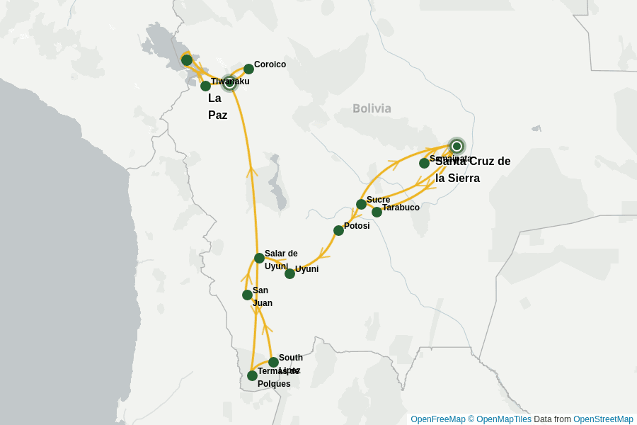 Itinerary Map image for Bolivien hautnah