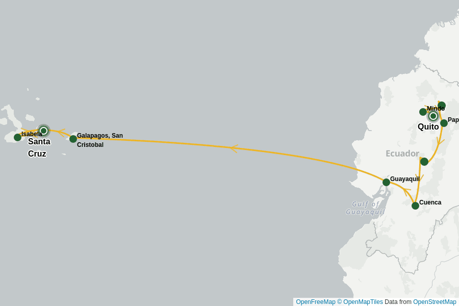 Itinerary Map image for Äquatoriale Eleganz: Ecuador & Galapagos Enthüllt