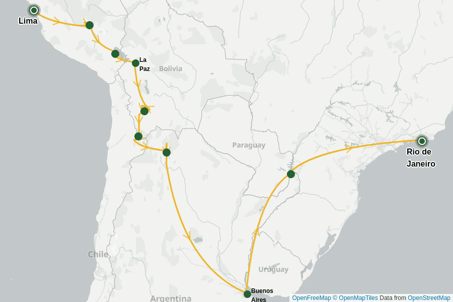 Itinerary Map image for Südamerika Highlights