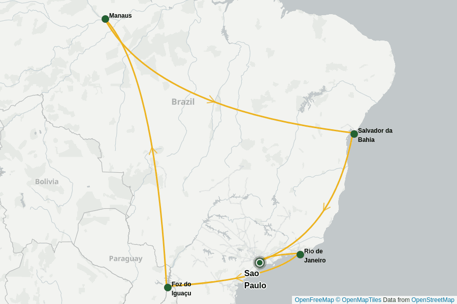Itinerary Map image for Brasilien für Entdecker