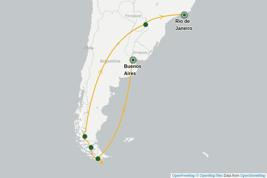 Itinerary Map image for Patagonien: Kreuzfahrt am Ende der Welt